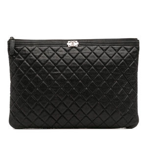 Pre-Loved Chanel Large Quilted Caviar Boy O Case Clutch